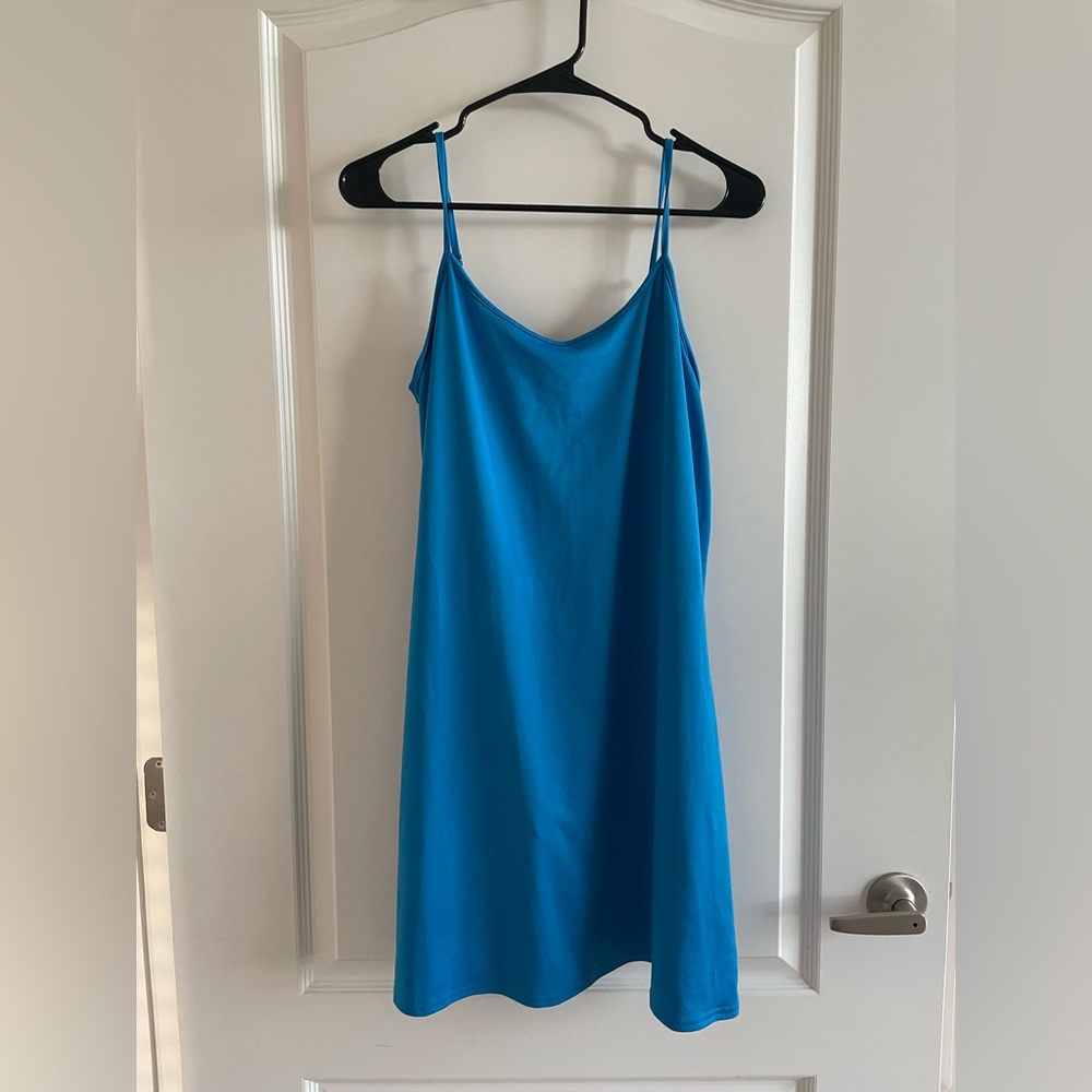 NWT J.Crew Women's Vibrant Blue Built-In Romper Shorts Active Dress - Sz L